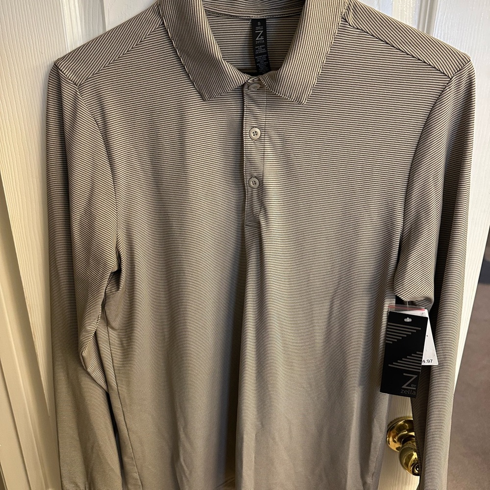 Men's Nordstrom Tan Striped Shirt Size Small